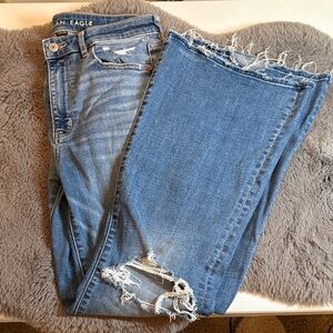 American Eagle Outfitters Distressed Blue Wide Leg Jeans size 6 SHORT